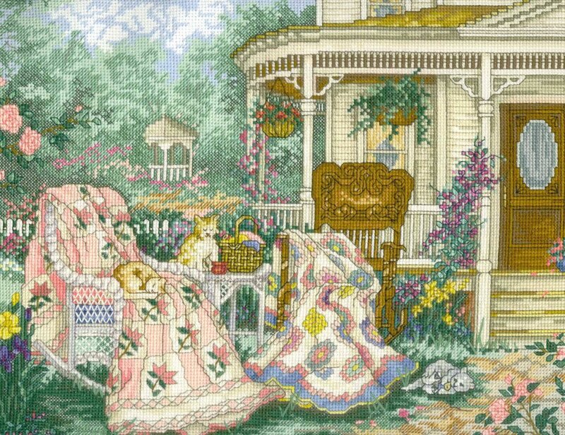 Quilted porch scene