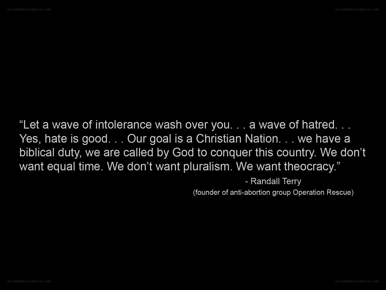 quote about intolerance and theocracy
