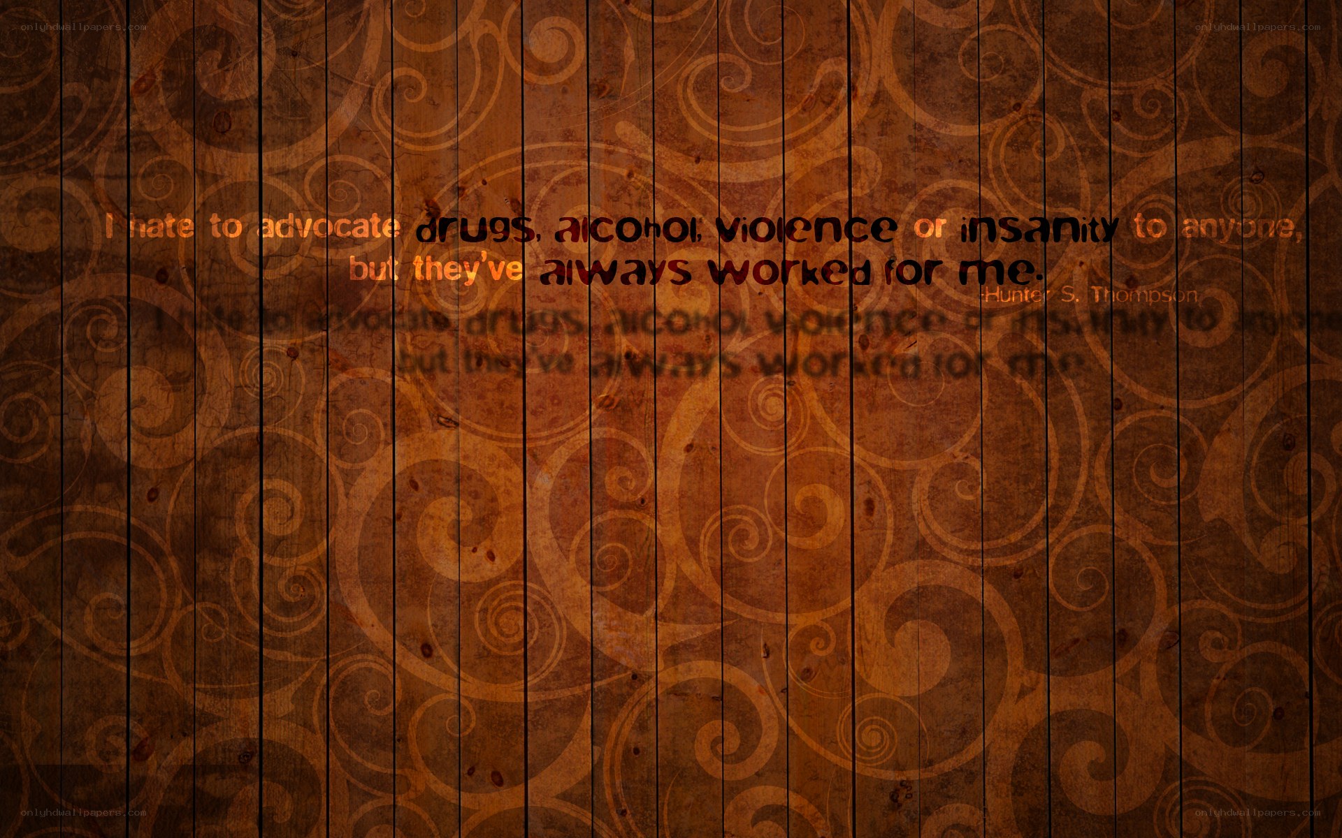 quote on dark wood background