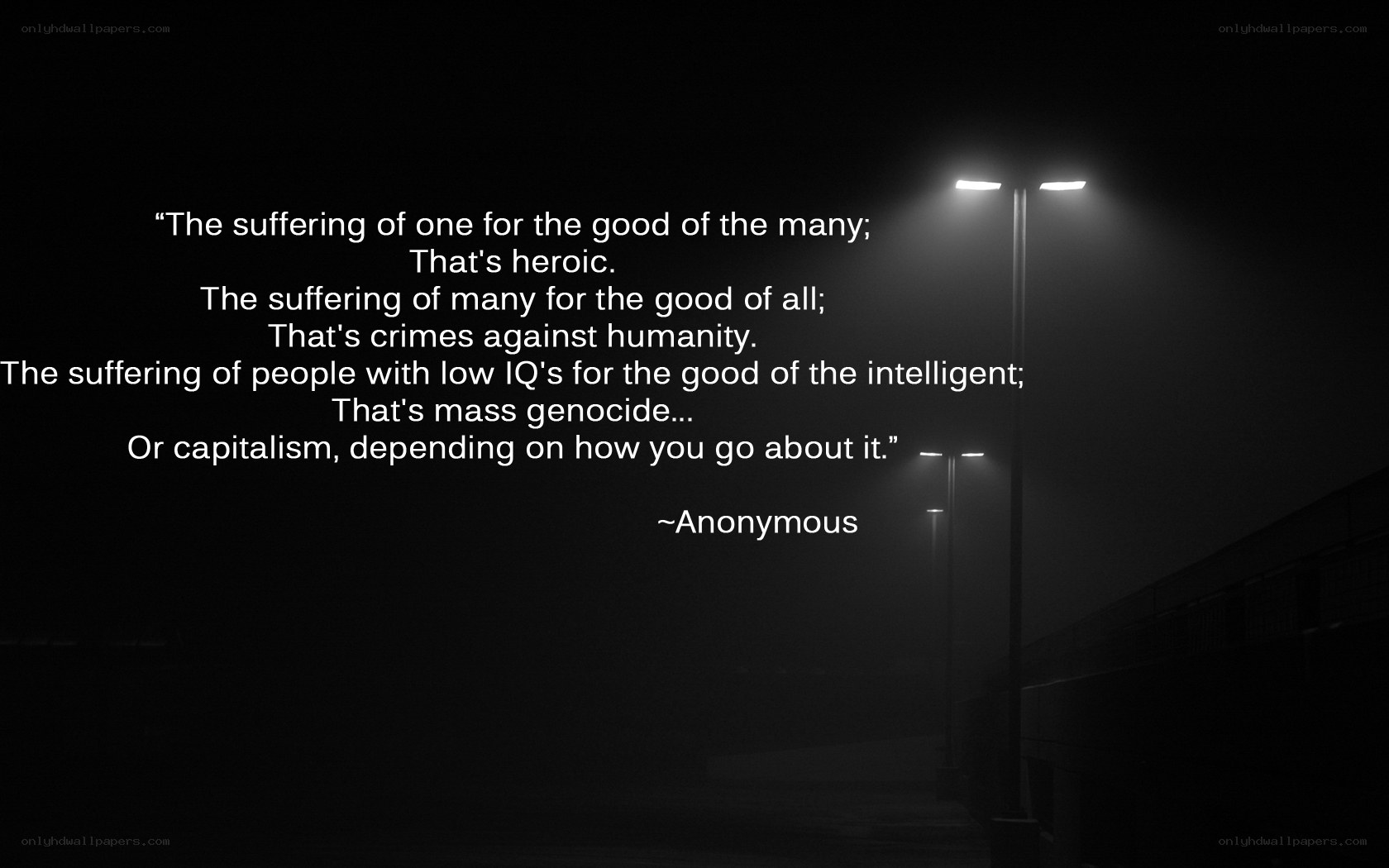 Quote on suffering and capitalism