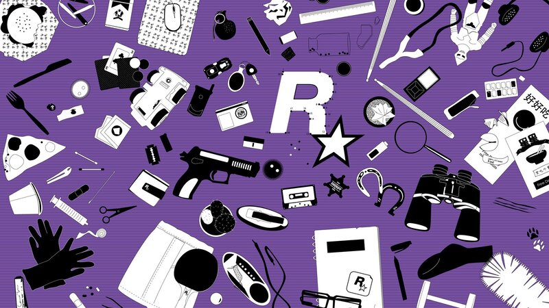 R星 Logo with Items — Purple, Chaotic
