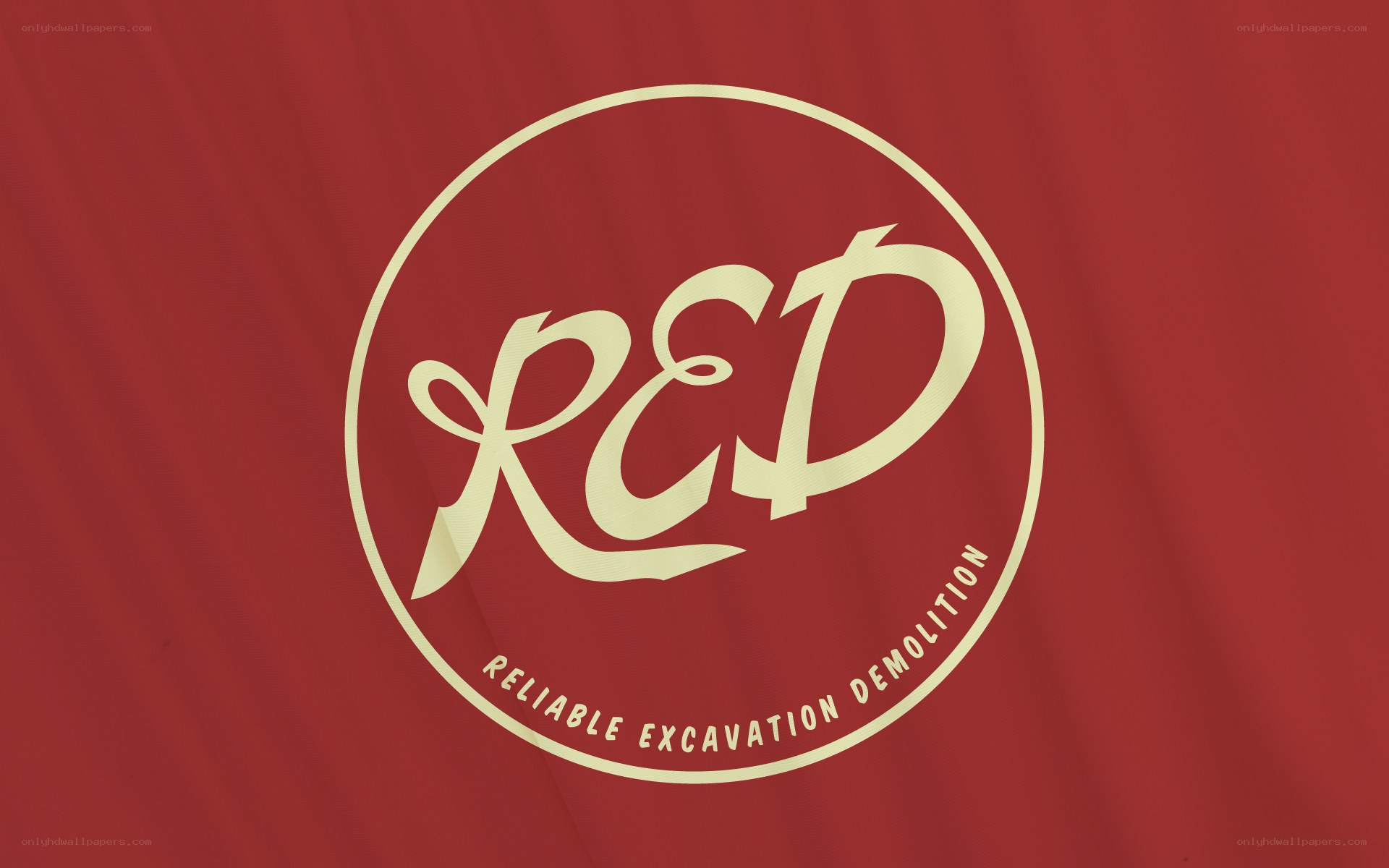 R&D logo on red fabric