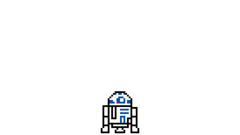 R2-D2 Droid — White, Neutral, Pixel Art