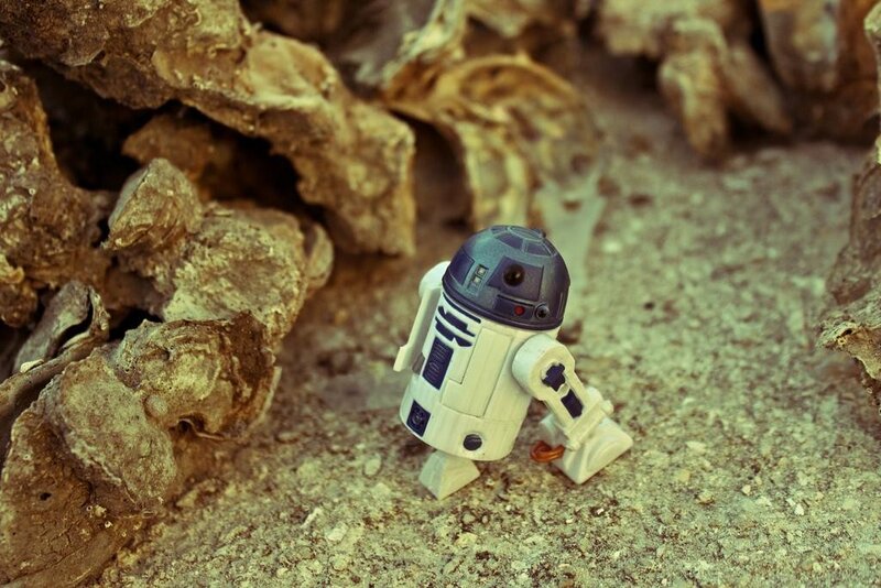 R2-D2 on a rocky surface