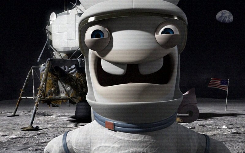 Rabbid astronaut on the moon
