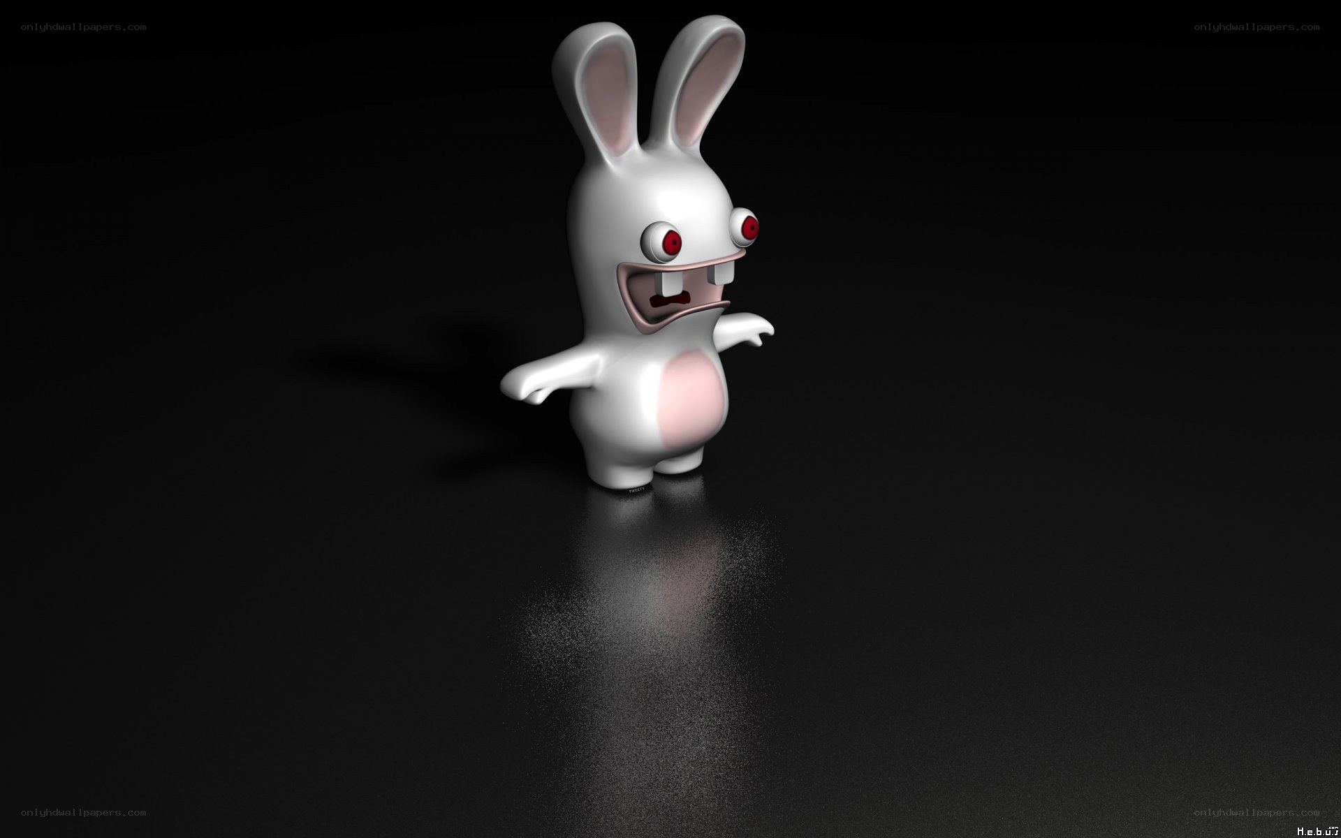 Rabbid character on dark background