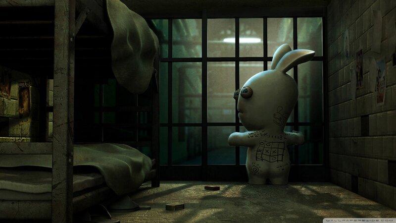 Rabbid in a prison cell
