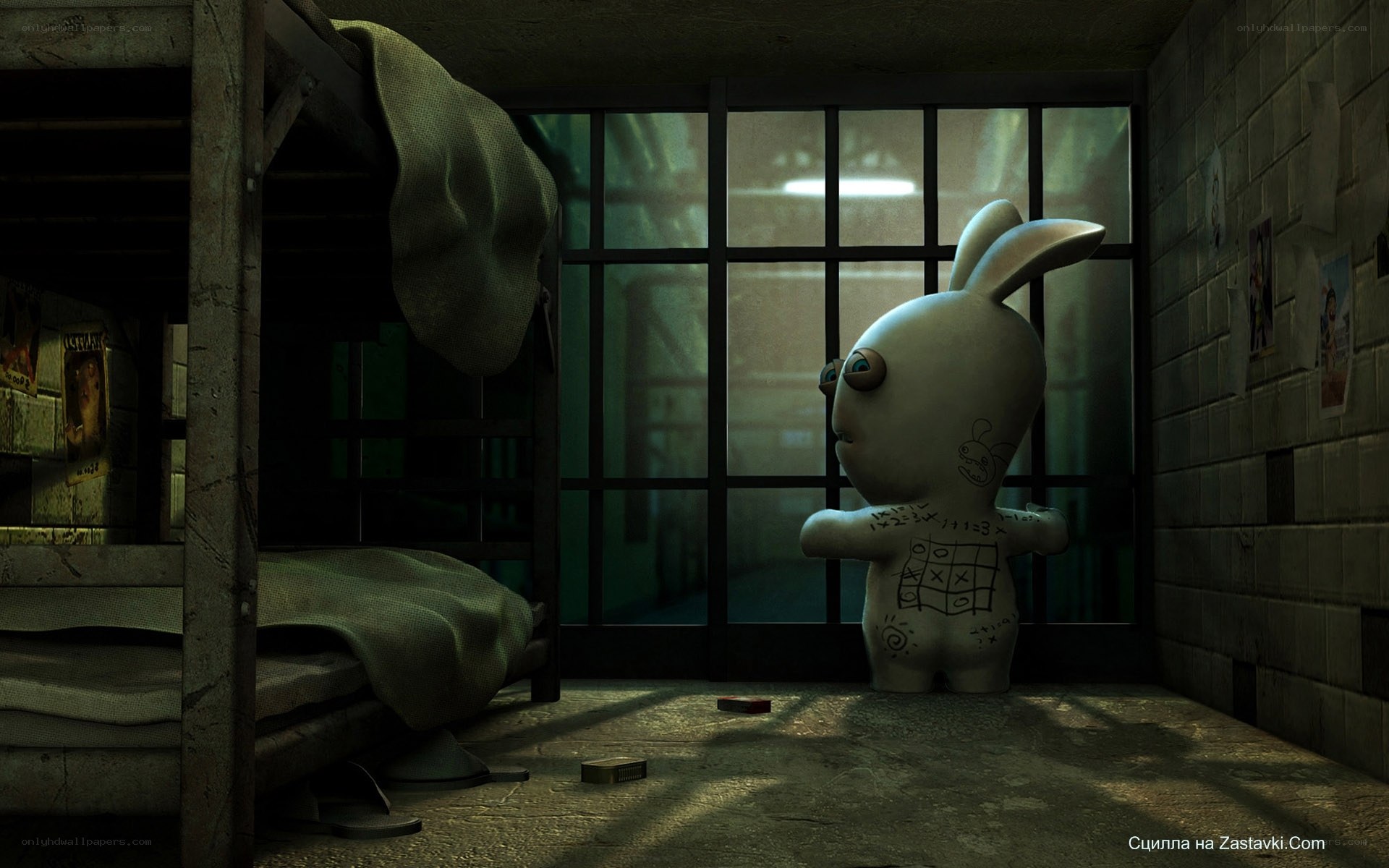 Rabbid in a prison cell