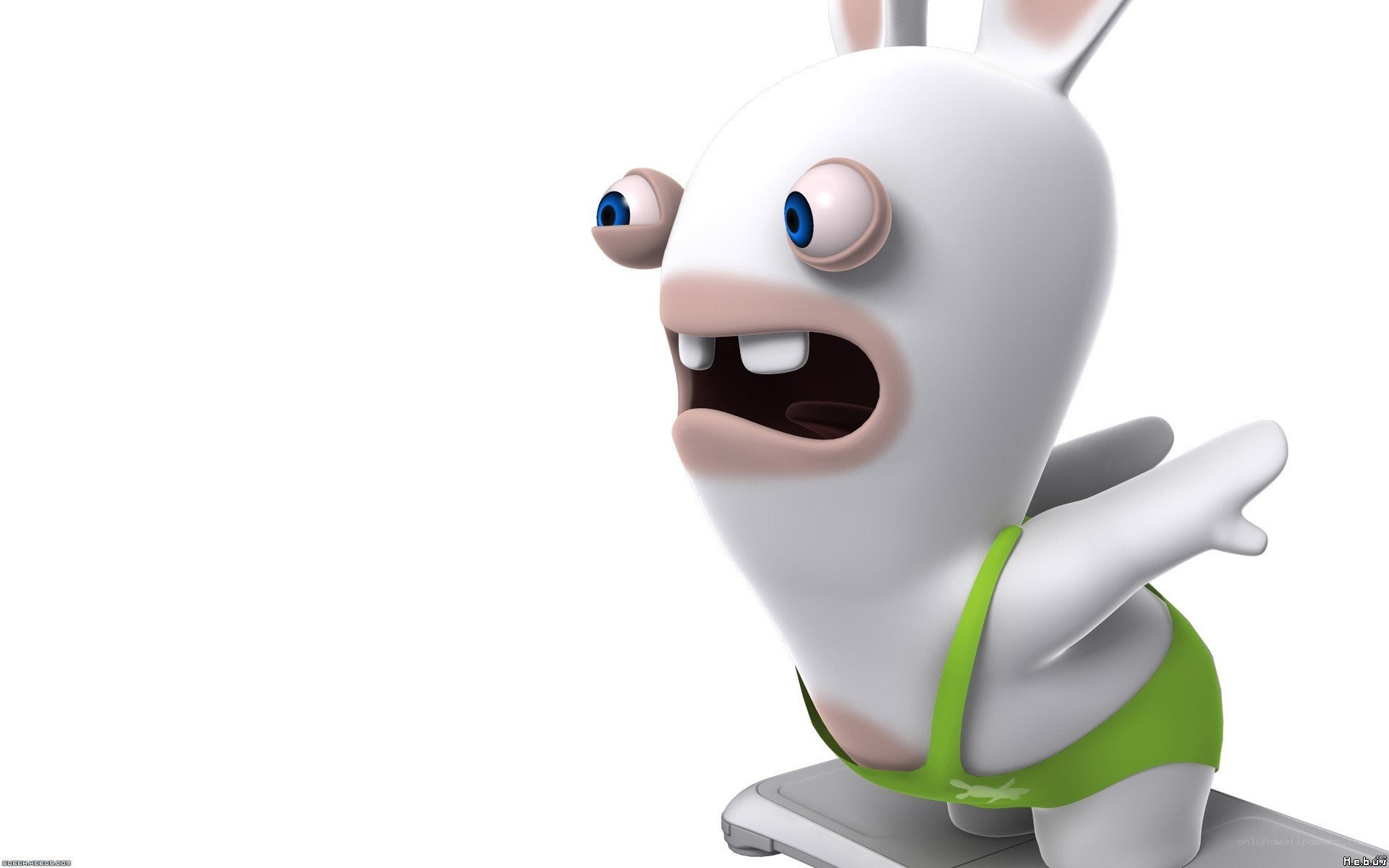 Rabbid in green trunks