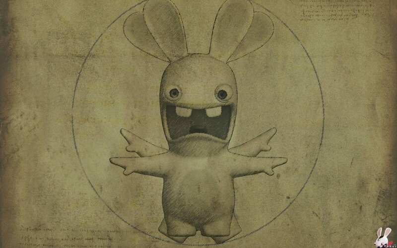 Rabbid in Vitruvian Man pose