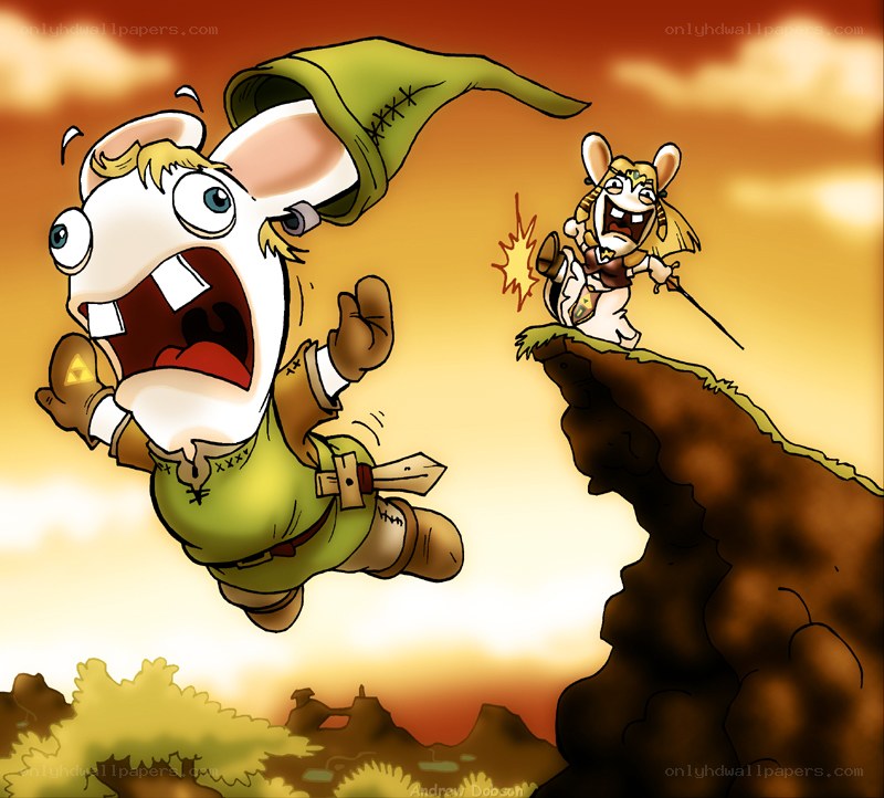 Rabbid Link falls from cliff