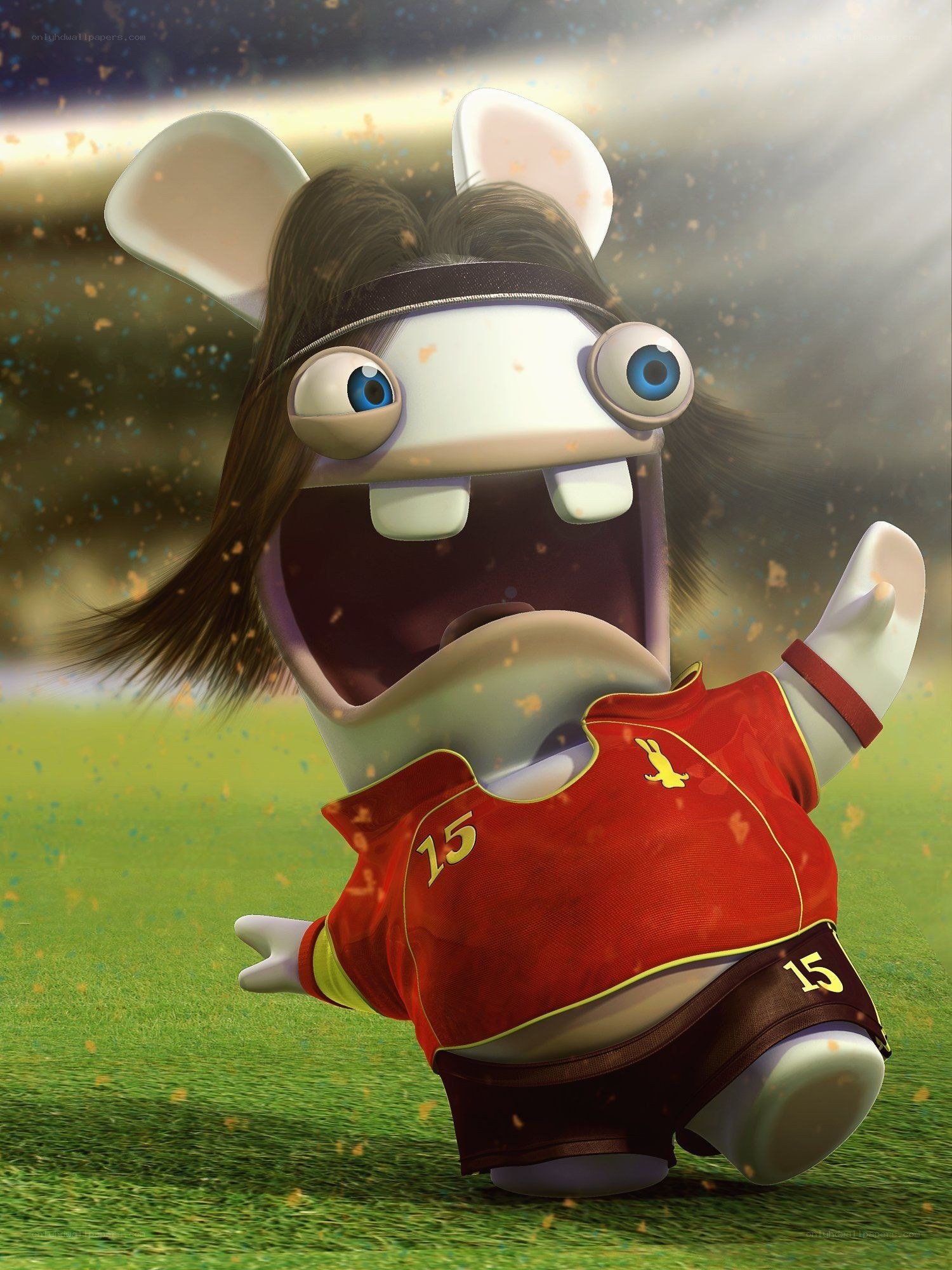Rabbid soccer player celebrating