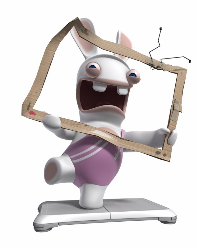 Rabbid with cardboard frame