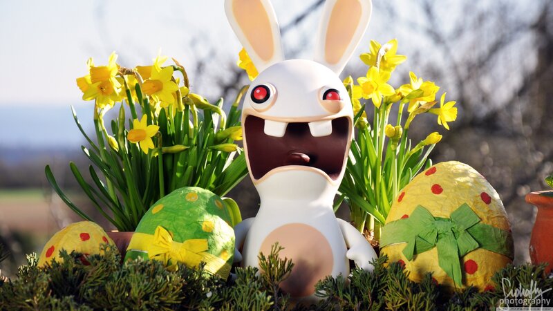 Rabbid with Easter eggs
