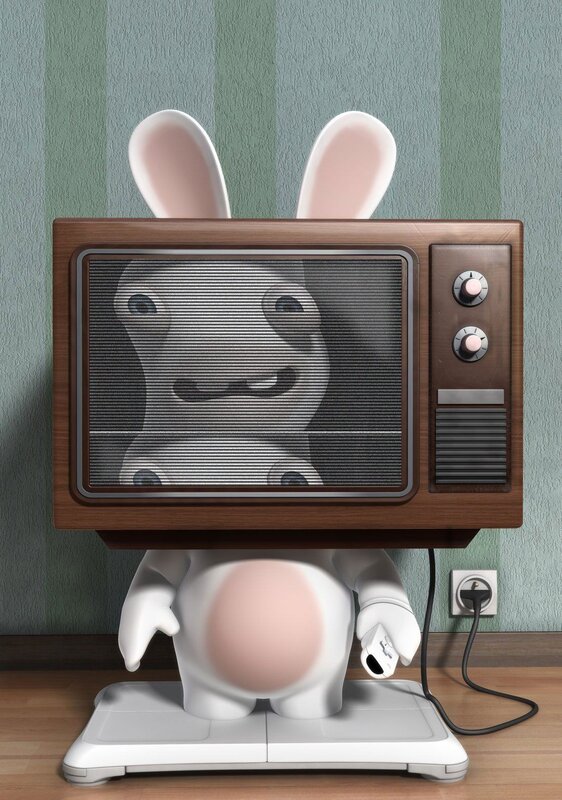 Rabbid with TV head