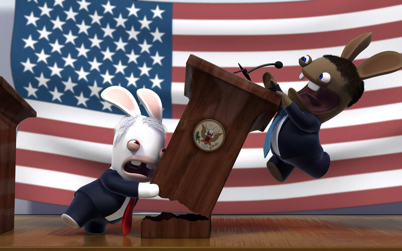 Rabbids at a political debate