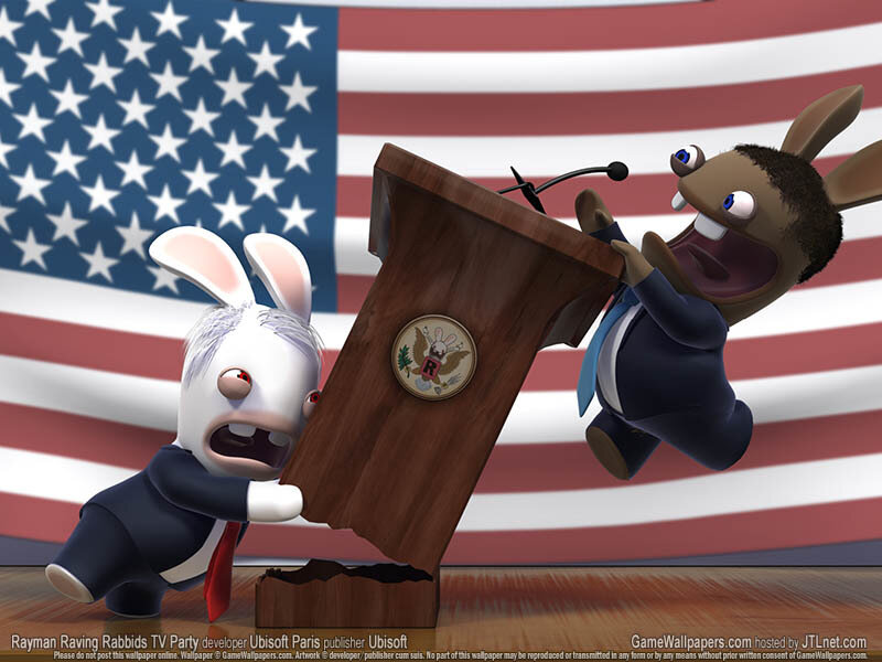 Rabbids at a political rally