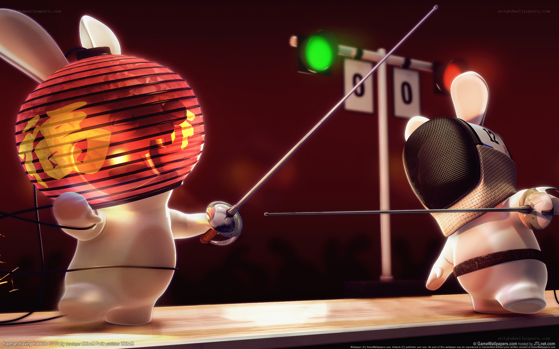 Rabbids fencing with lanterns
