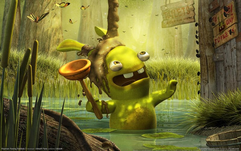 Rabbids in a swamp