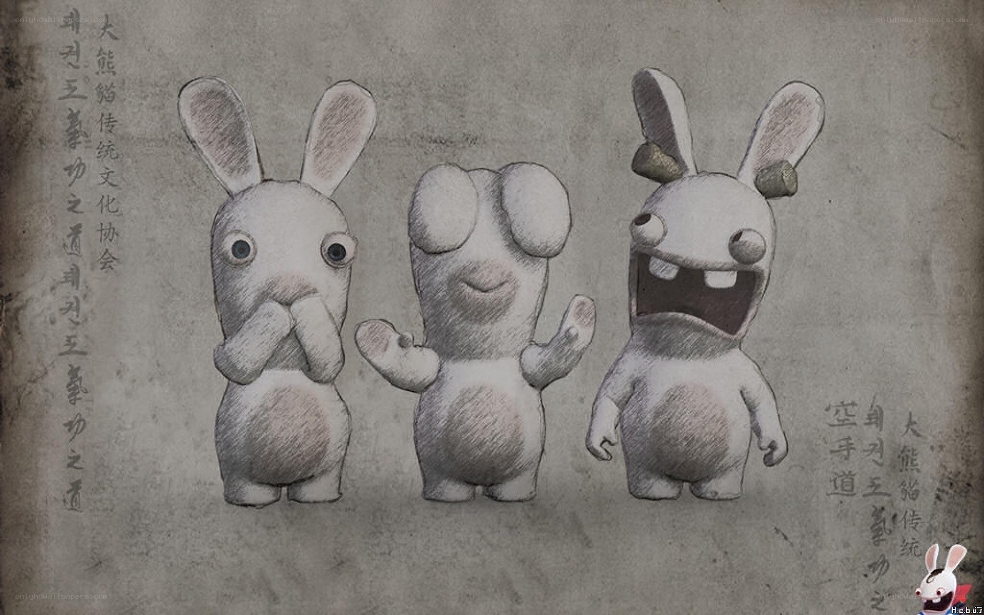 Rabbids in martial arts poses