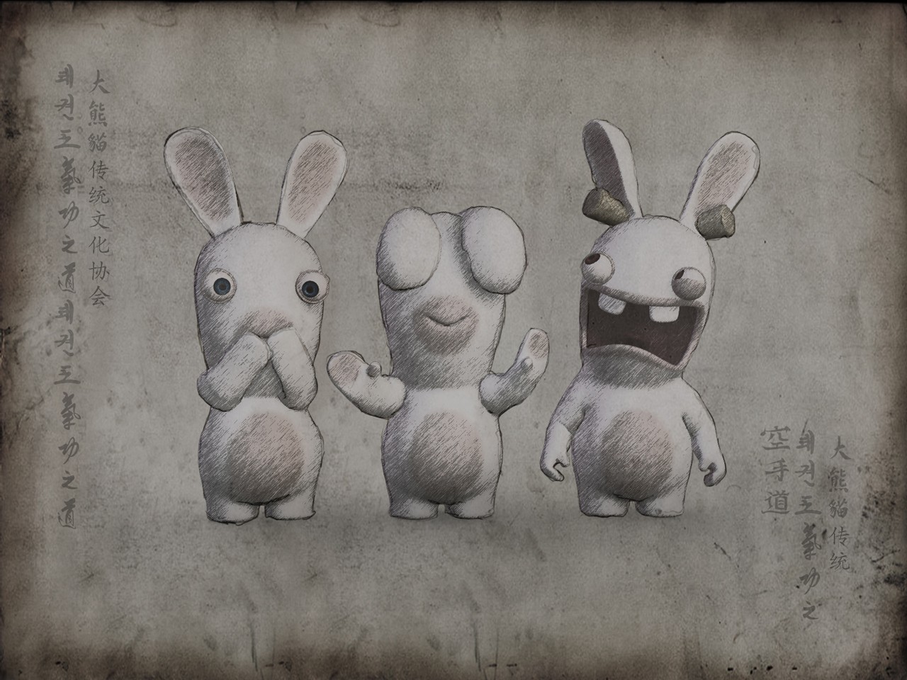 Rabbids martial arts characters