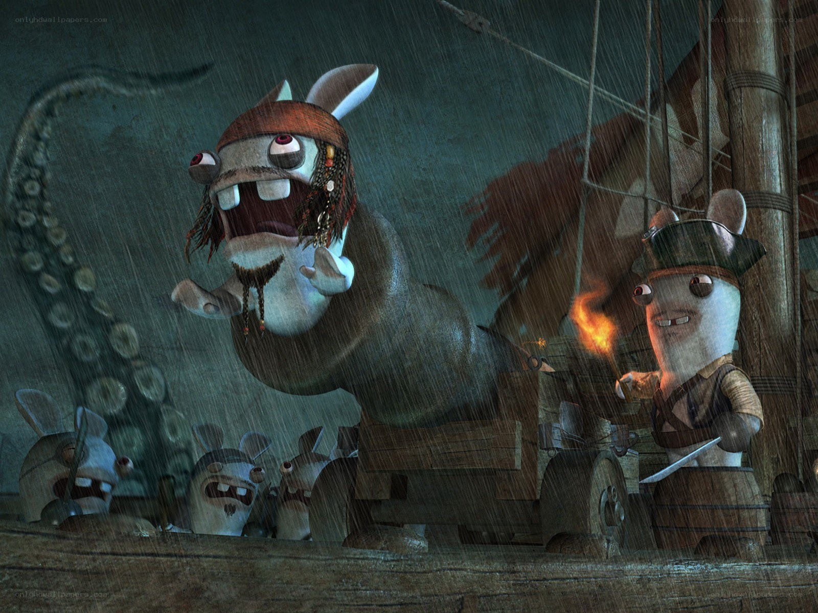 Rabbids on a pirate ship