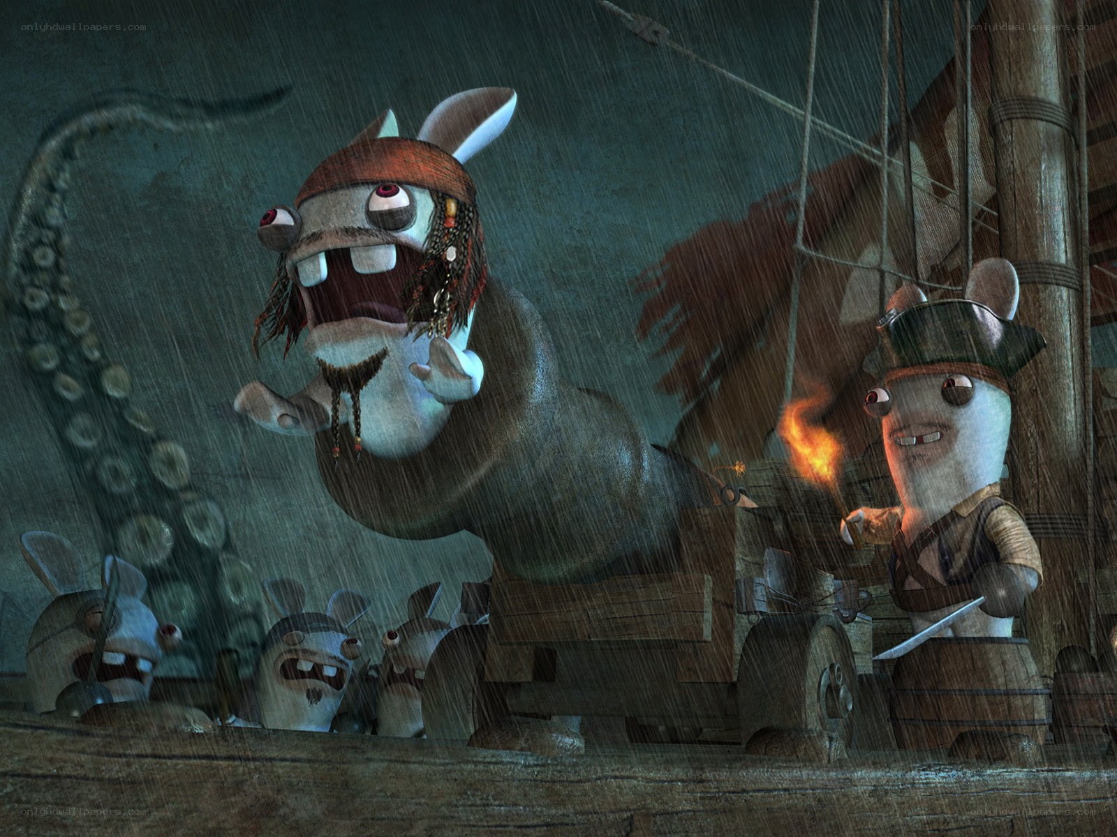 Rabbids on a pirate ship