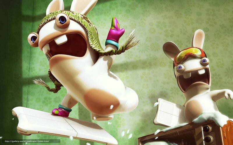 Rabbids on a snowboard