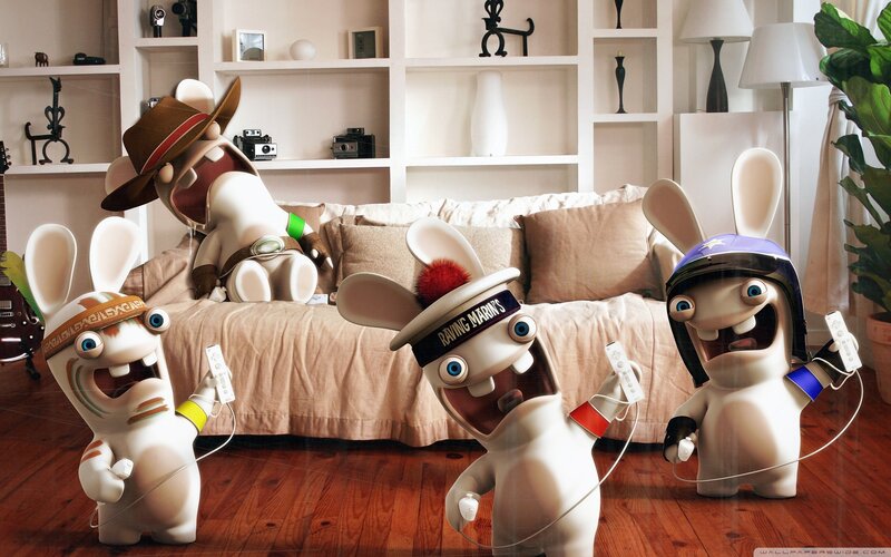 Rabbids playing video games