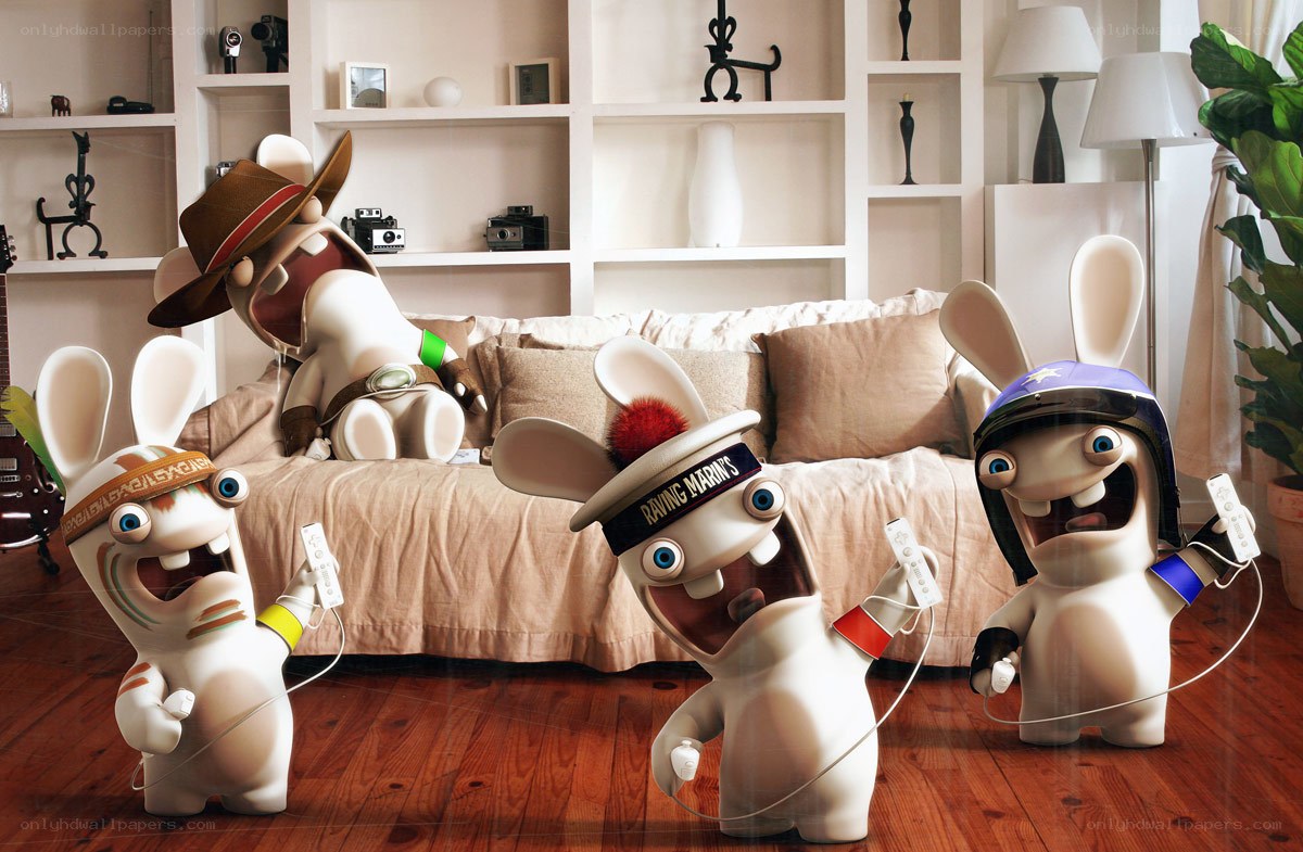 Rabbids playing video games