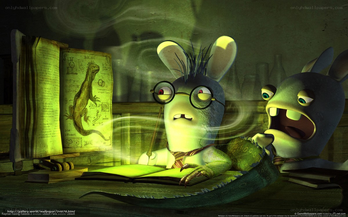 Rabbids reading a book