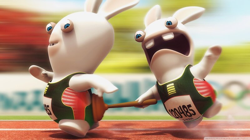 Rabbids running on track