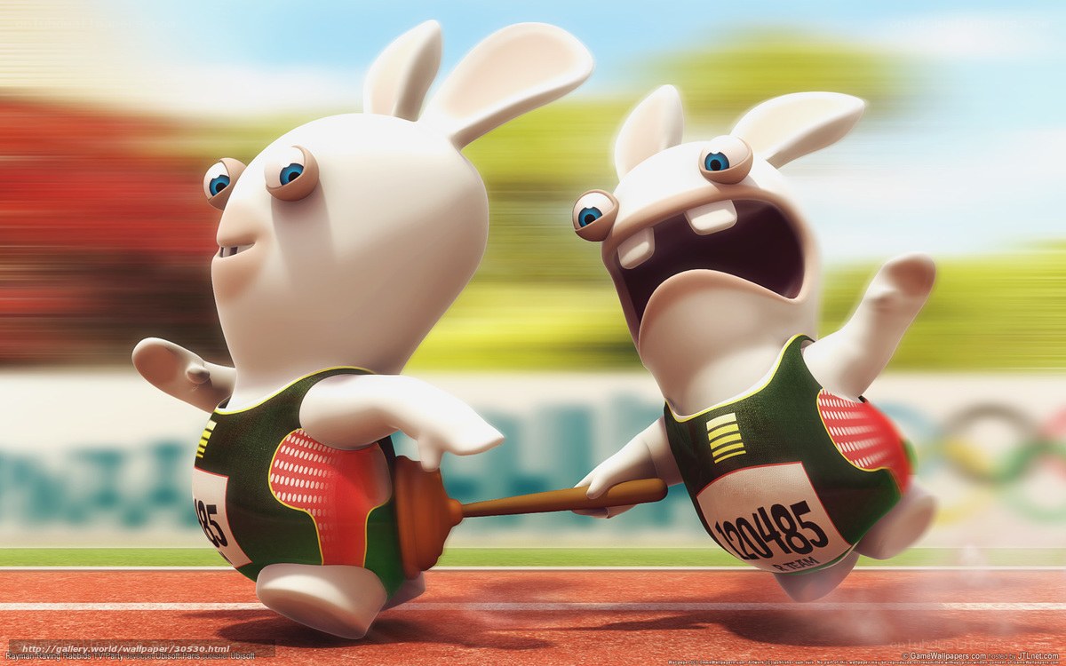 Rabbids running on track