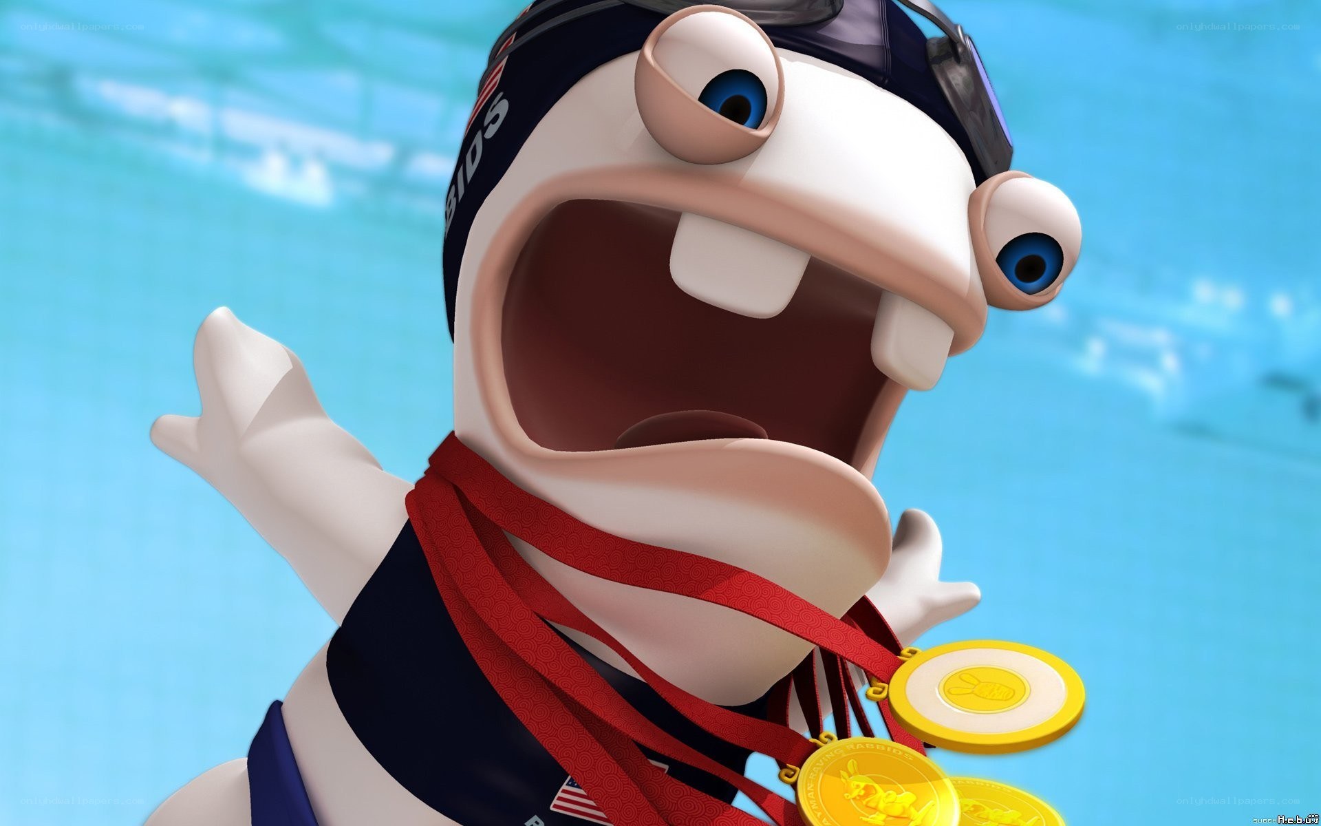Rabbids swimmer with medals