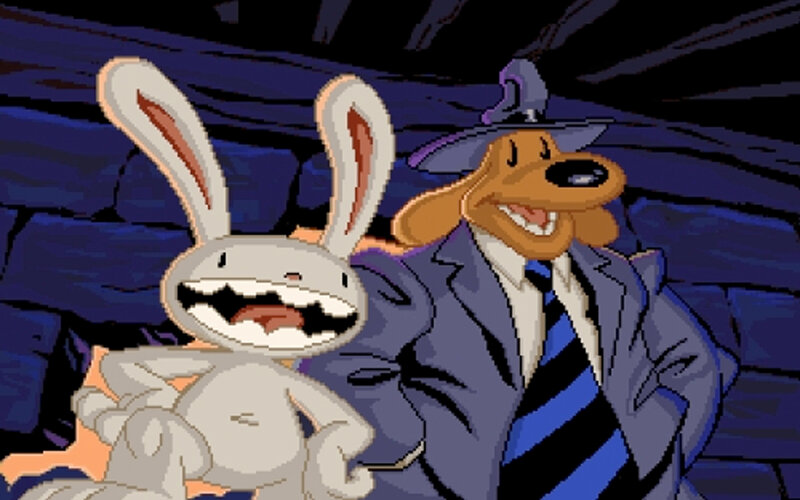 Rabbit and dog in a cave