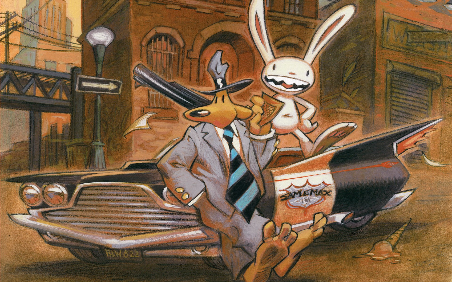 Rabbit and duck in a car