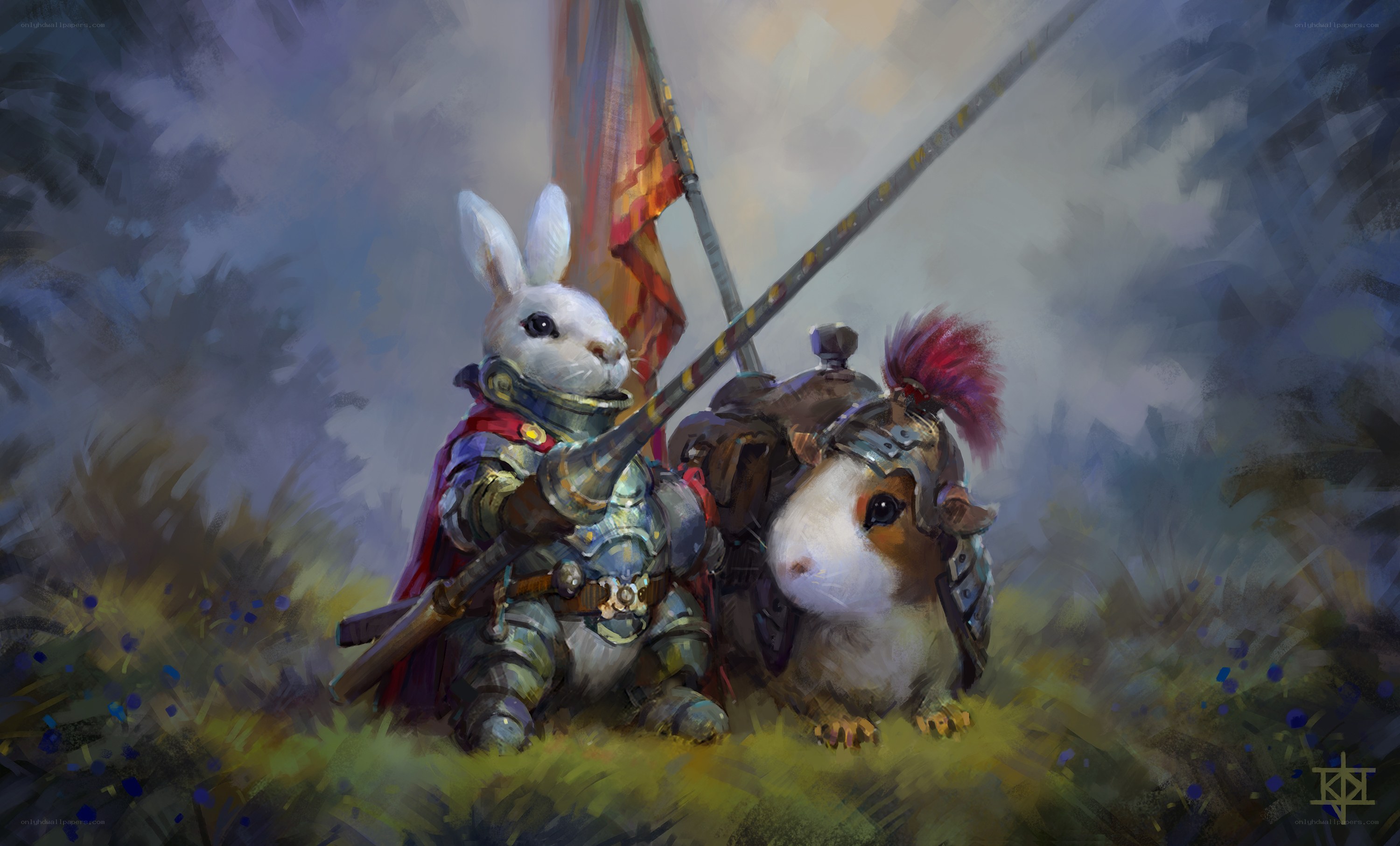 Rabbit and guinea pig knights