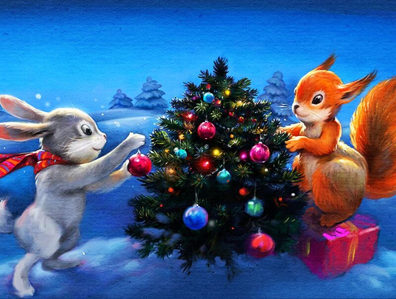 Rabbit and Squirrel Decorating