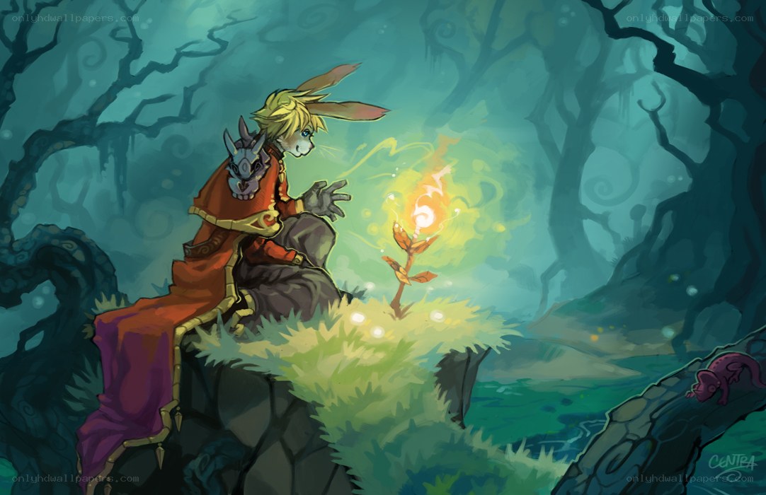 rabbit character in a forest