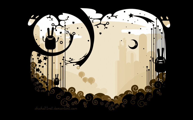 Rabbit creatures in a dreamy landscape