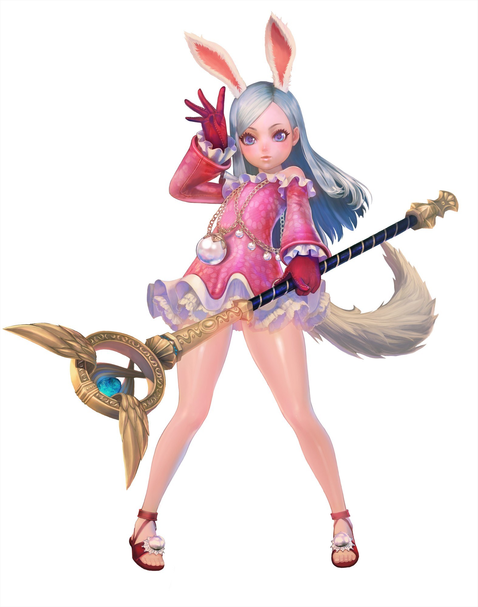 rabbit-eared character with staff