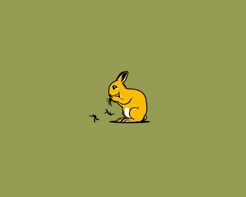 Rabbit eating tiny people
