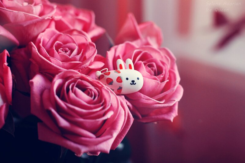 Rabbit Figurine on Roses