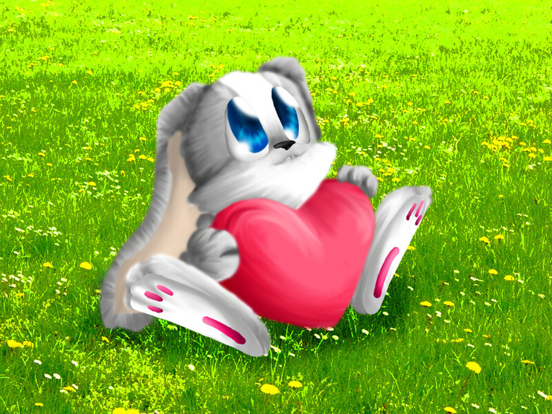 rabbit holding a heart