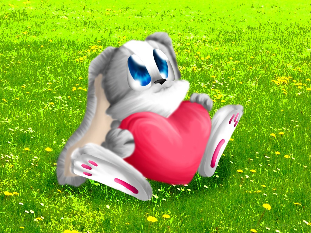 rabbit holding a heart