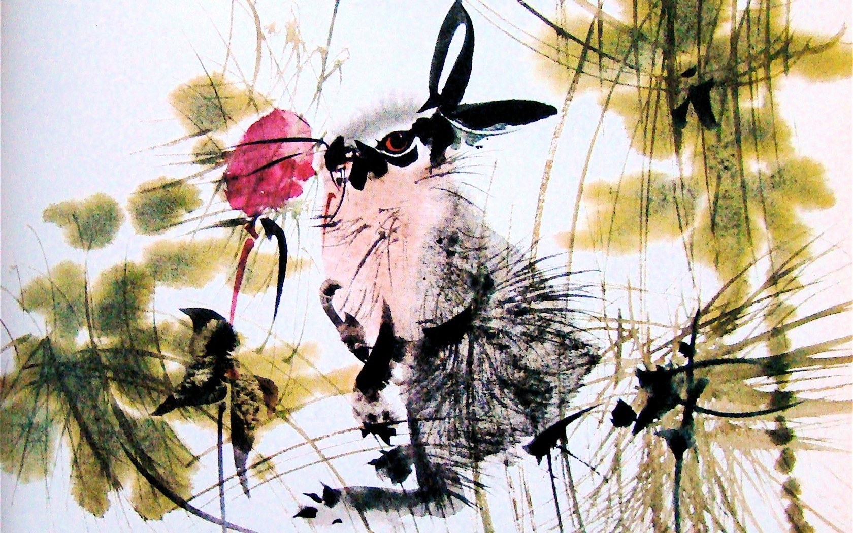 rabbit in a lotus pond