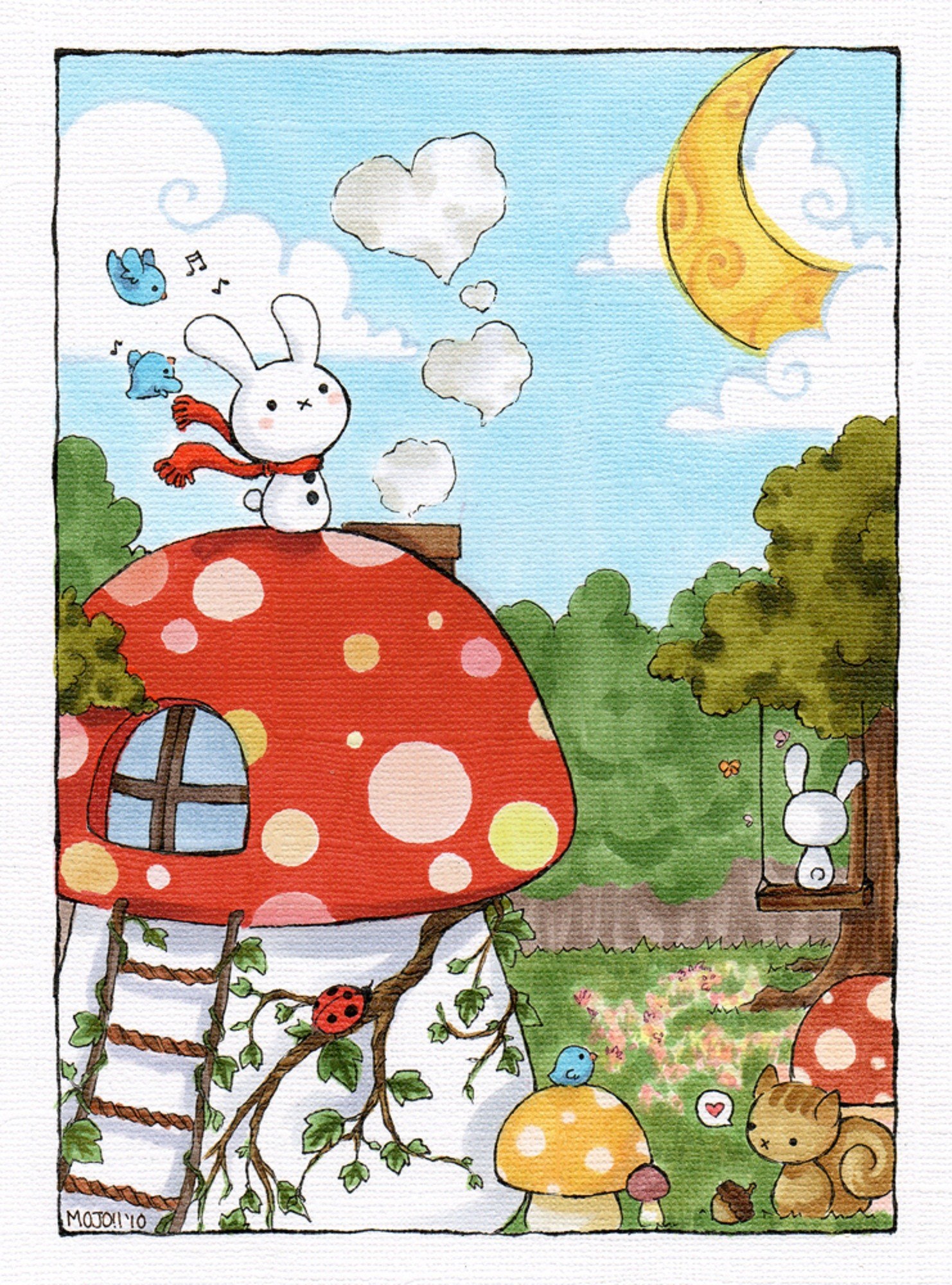 Rabbit in a mushroom house