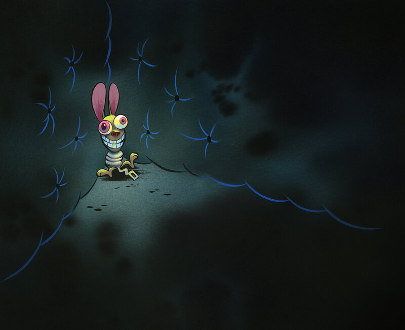 rabbit in dark cave