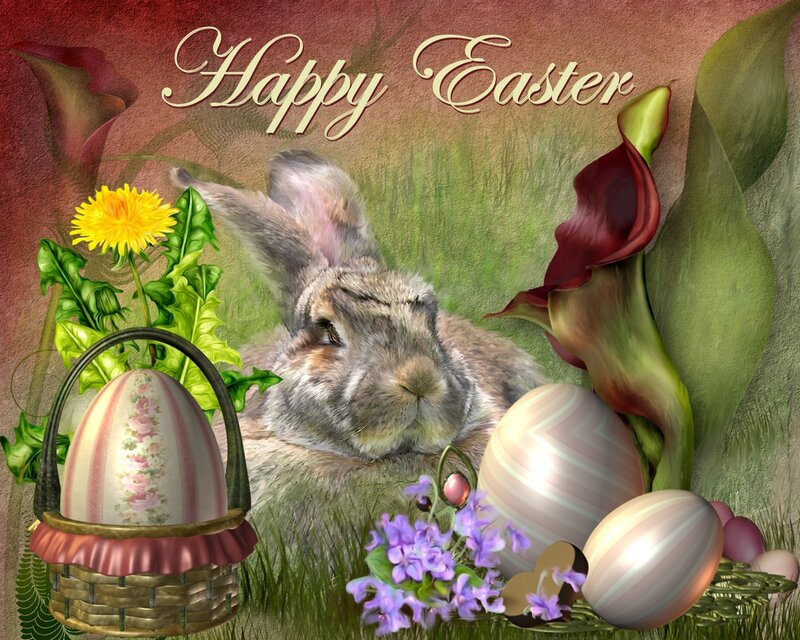 Rabbit in Grass — Green, Festive