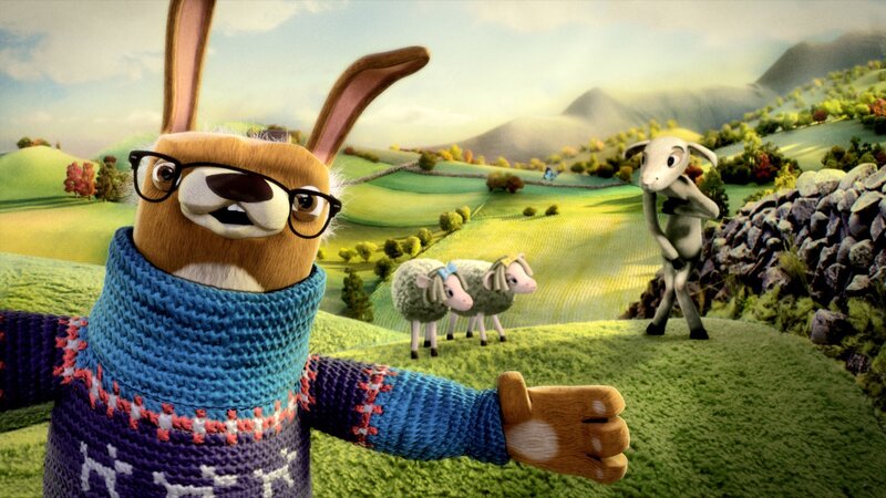 rabbit in sweater with sheep